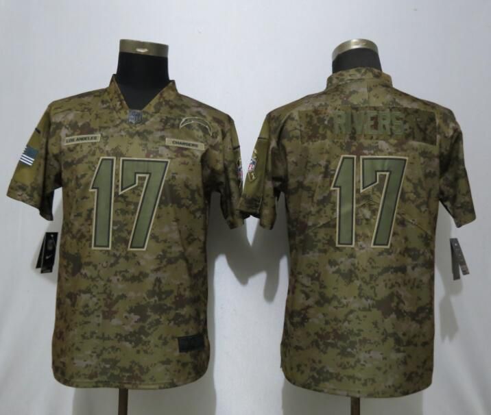 Women Los Angeles Chargers #17 Rivers Nike Camo Salute to Service Limited NFL Jersey
